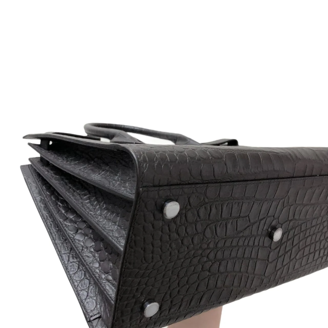 Small Sac De Jour Crocodile-Embossed Grey - Image 14