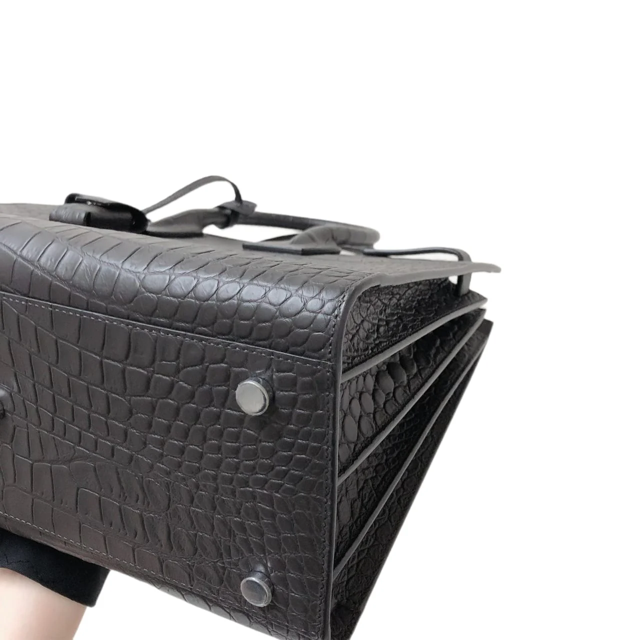 Small Sac De Jour Crocodile-Embossed Grey - Image 15