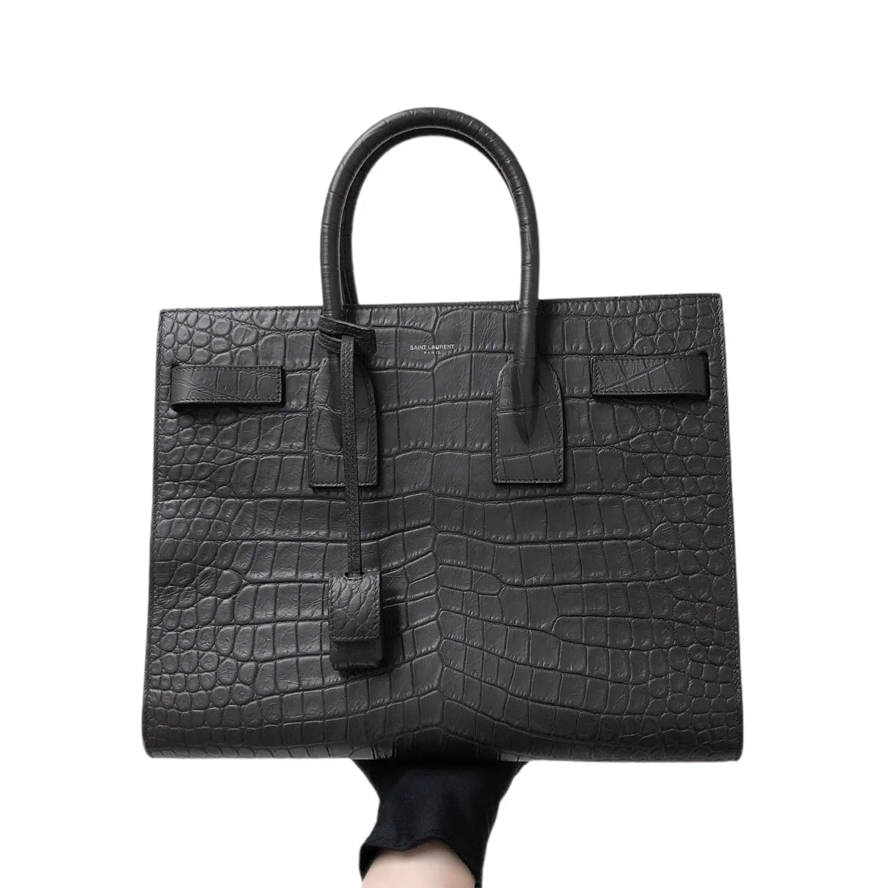 Small Sac De Jour Crocodile-Embossed Grey - Image 2