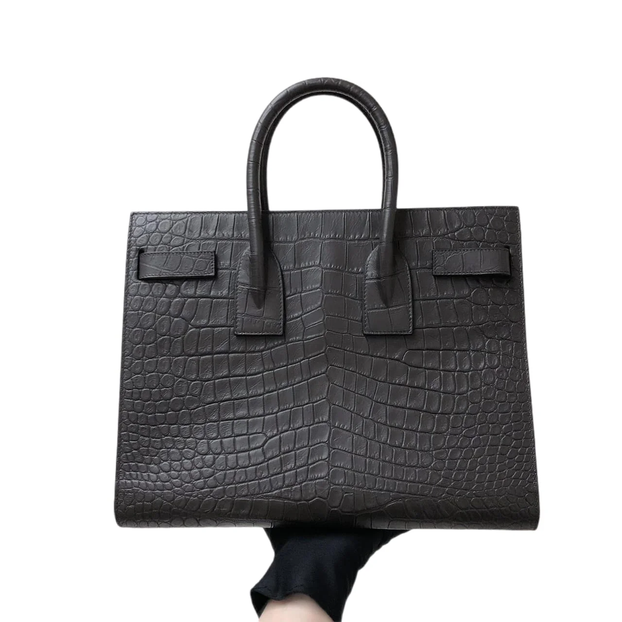 Small Sac De Jour Crocodile-Embossed Grey - Image 3