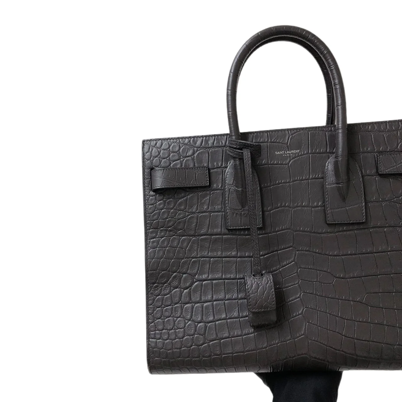 Small Sac De Jour Crocodile-Embossed Grey - Image 4