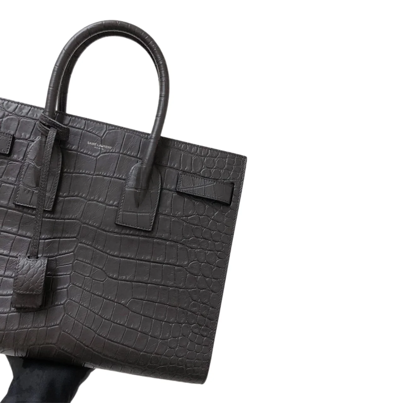 Small Sac De Jour Crocodile-Embossed Grey - Image 5