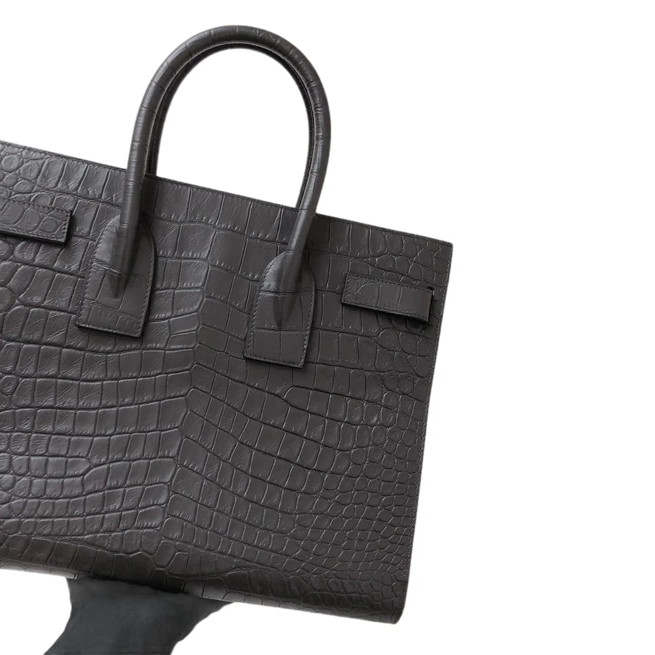 Small Sac De Jour Crocodile-Embossed Grey - Image 7