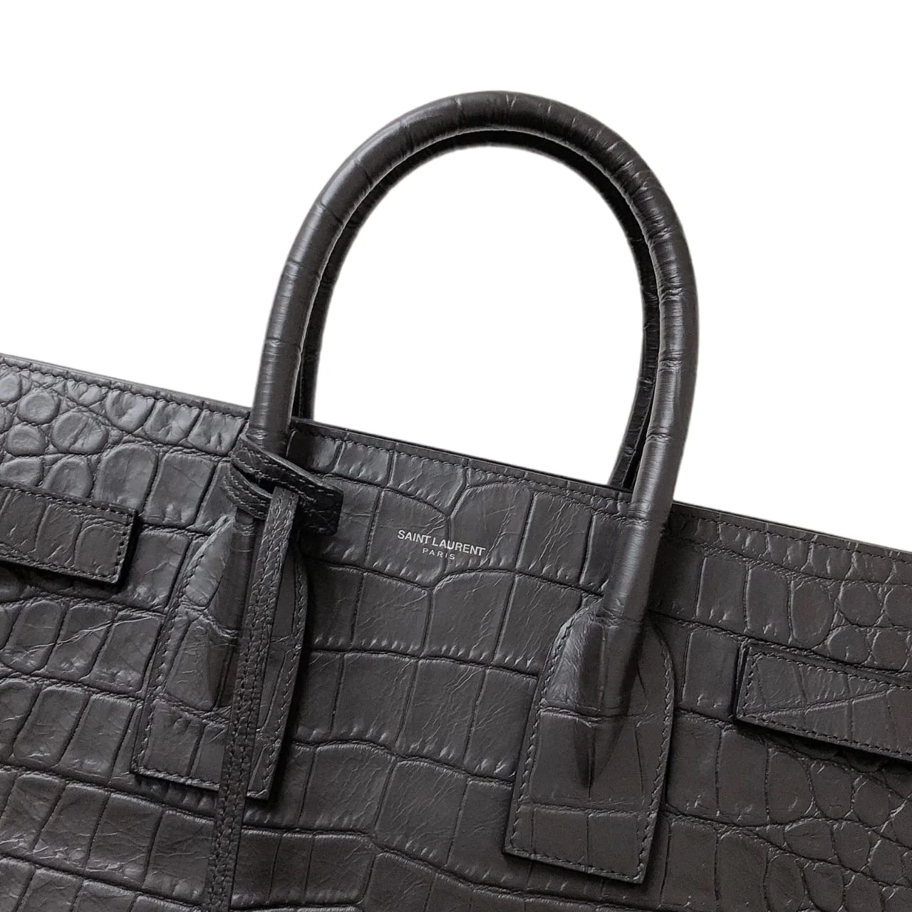 Small Sac De Jour Crocodile-Embossed Grey - Image 8