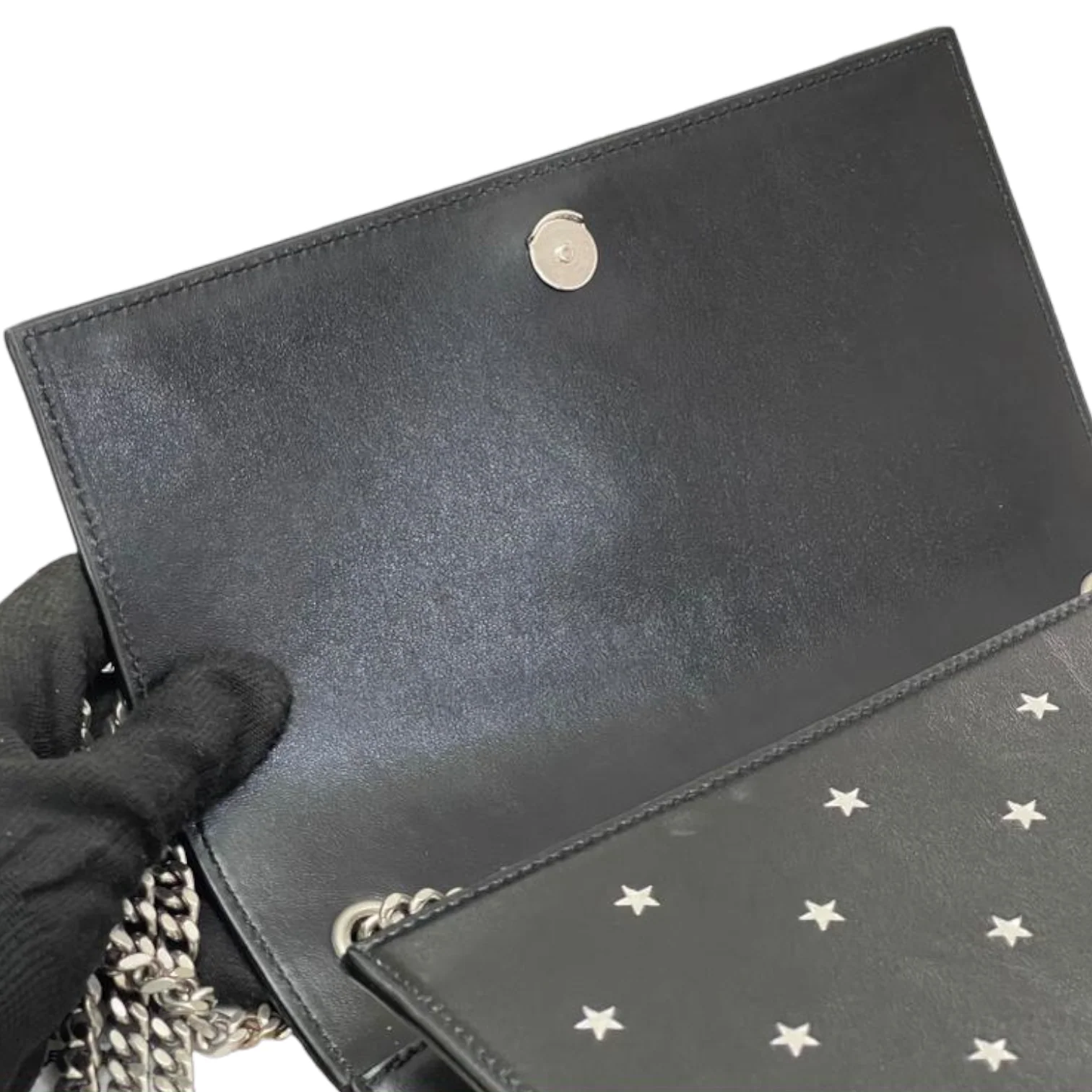 Star Studded Monogram Small Kate Satchel Black - Image 11