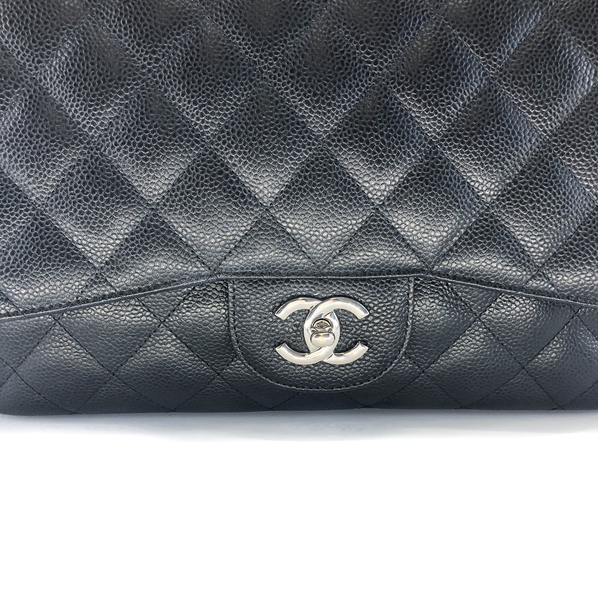 Single Flap Classic Jumbo in Black Caviar with SHW - Image 8