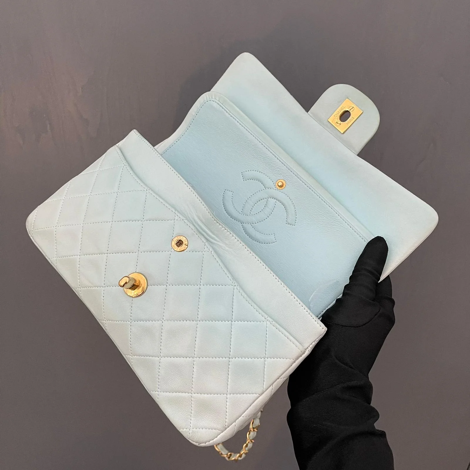 Small Classic Flap Bag Pastel Blue/Green - Image 15