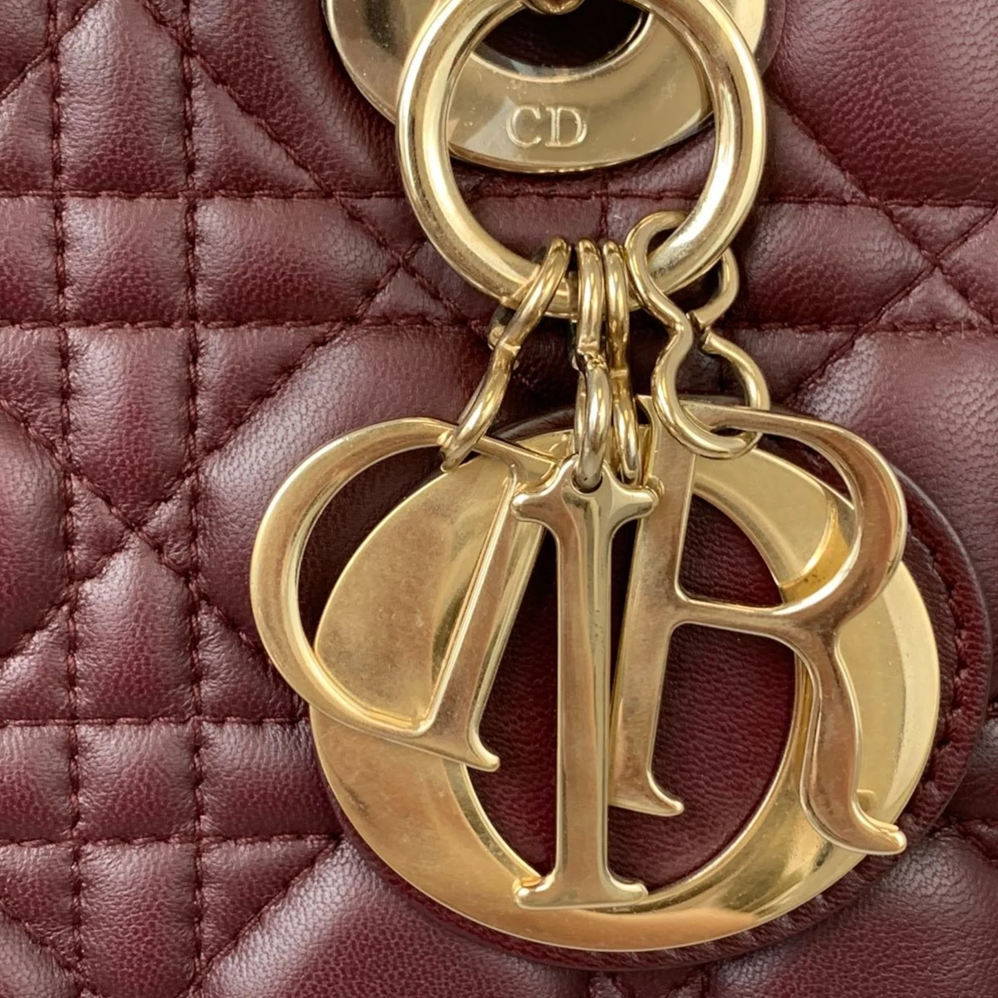 Small My Lady Dior Lucky Badges Lambskin Burgundy GHW - Image 18