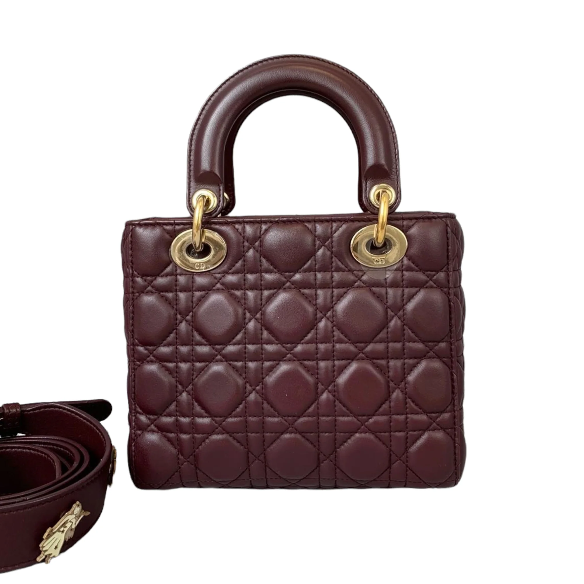 Small My Lady Dior Lucky Badges Lambskin Burgundy GHW - Image 2