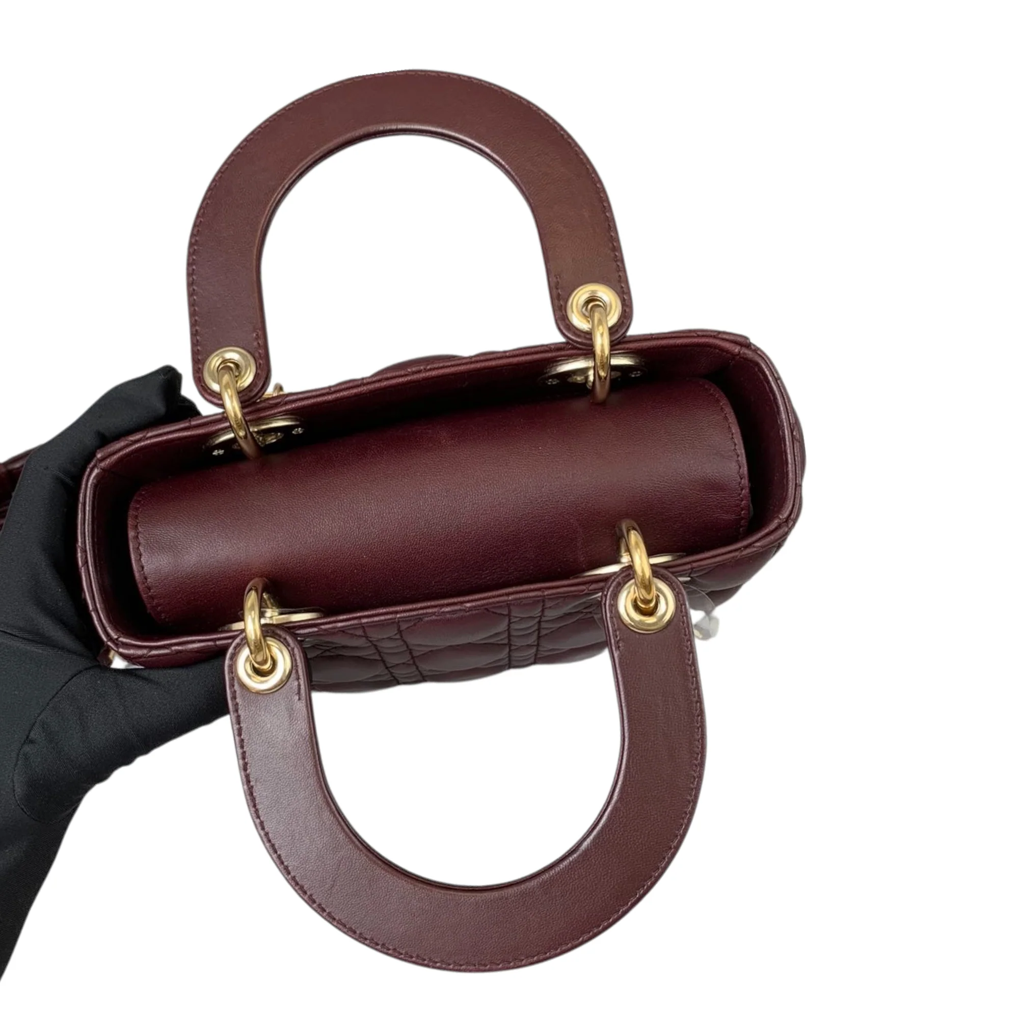 Small My Lady Dior Lucky Badges Lambskin Burgundy GHW - Image 5