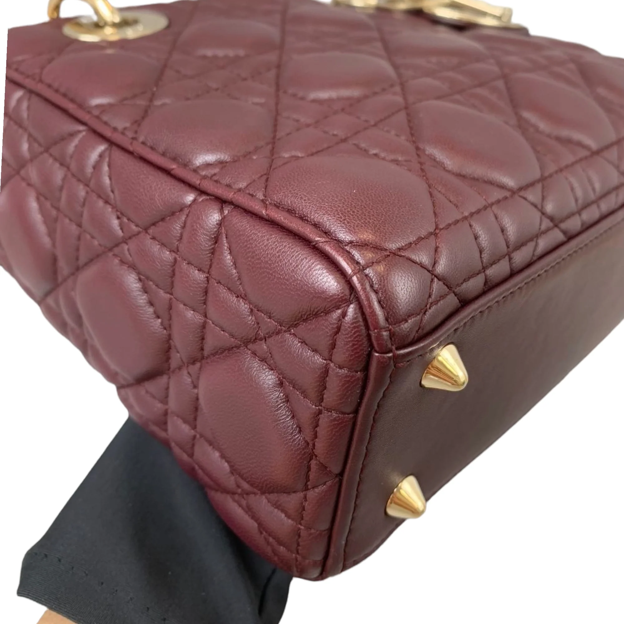 Small My Lady Dior Lucky Badges Lambskin Burgundy GHW - Image 6