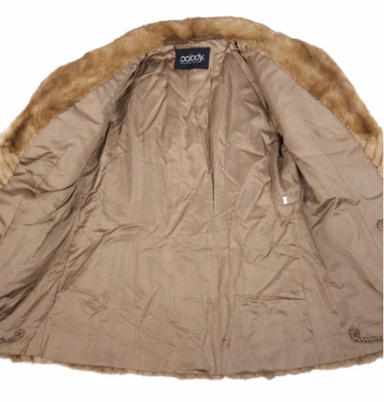 Soft Mink Fur Ladies Coat in Beige - Image 6