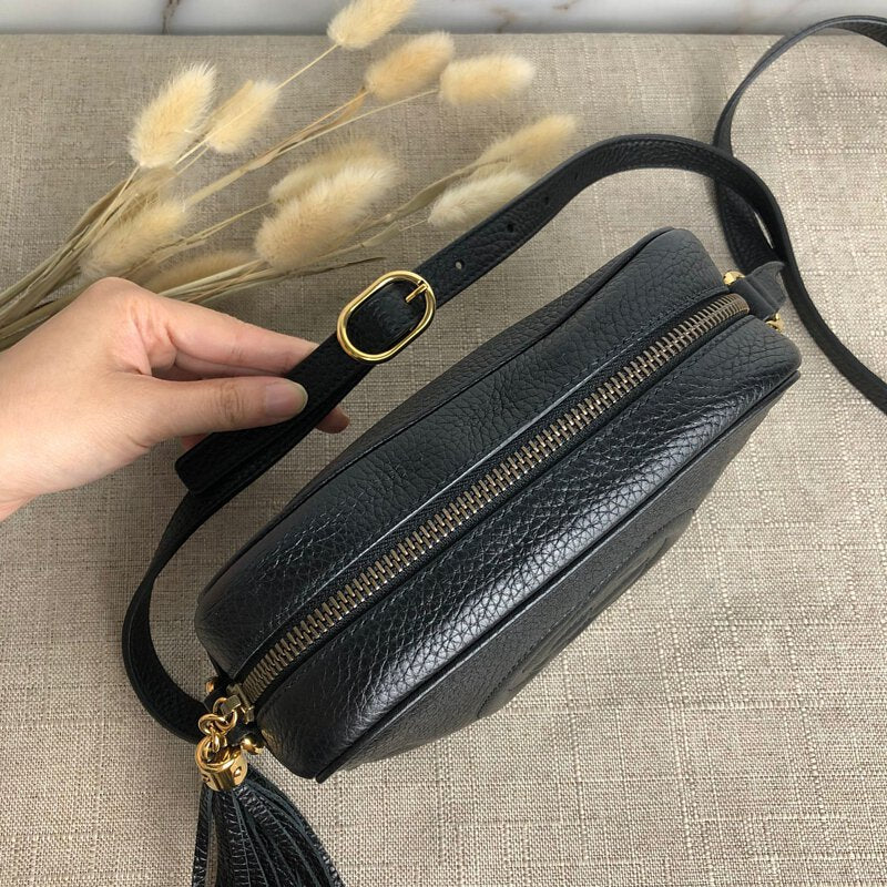 Soho small leather disco bag in black - Image 4