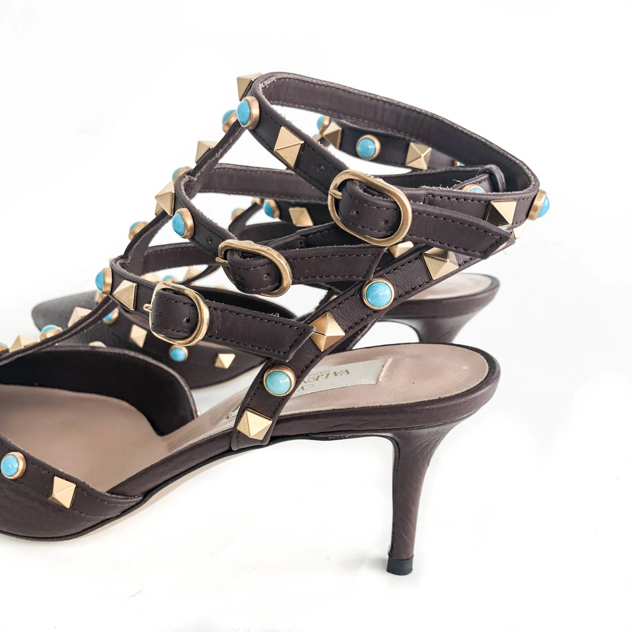 Rockstuds 65 Heels Brown with Turquoise Stones - Image 6