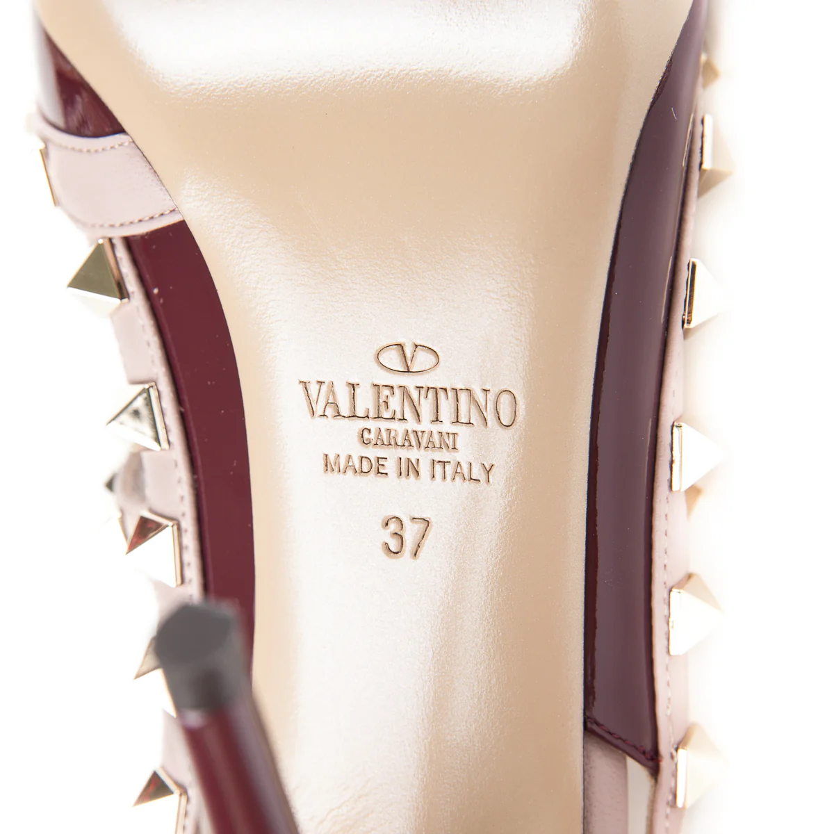Rockstuds 101 Heels Cream and Maroon - Image 7