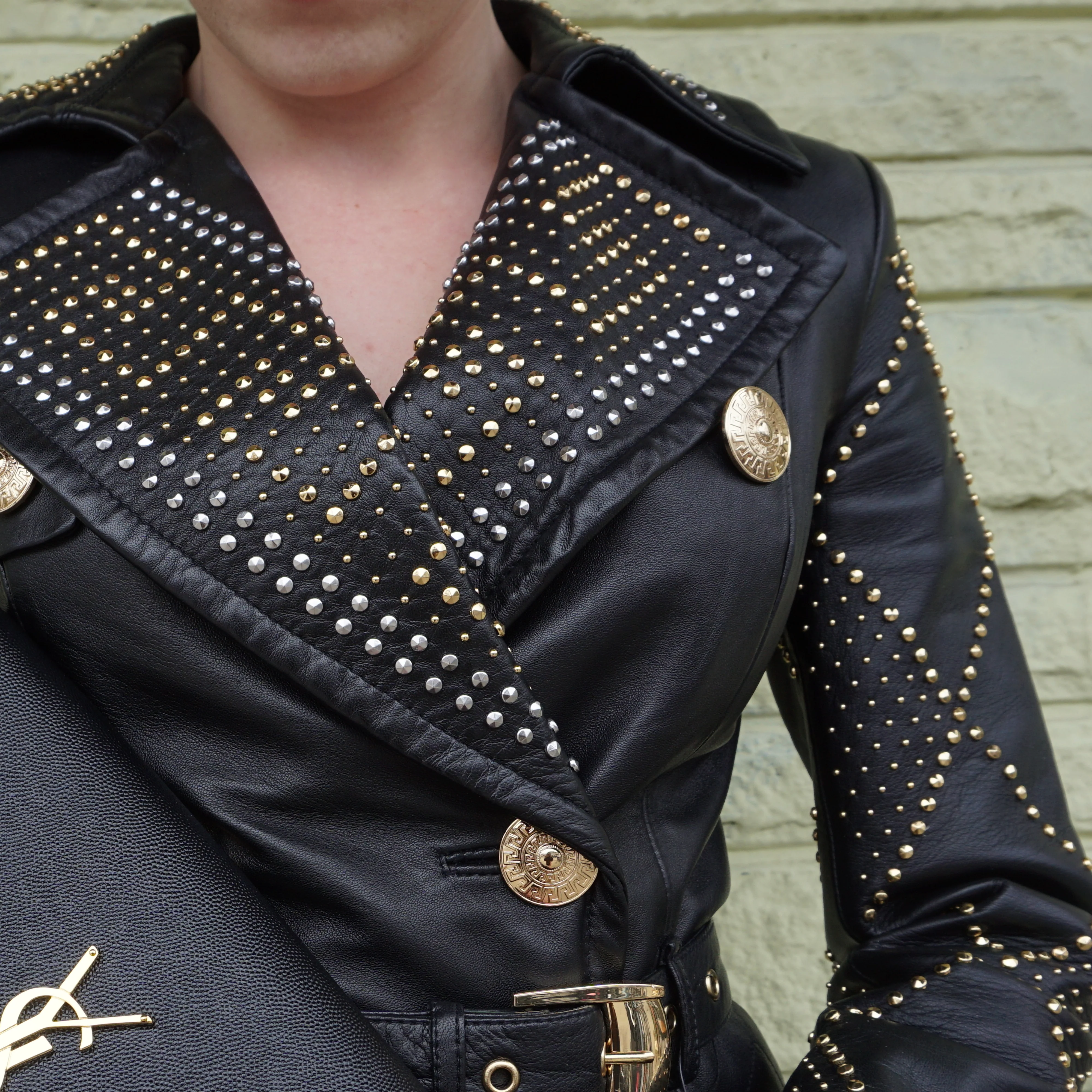 Versace for H&M Leather Trench Coat with Gold details - Image 10