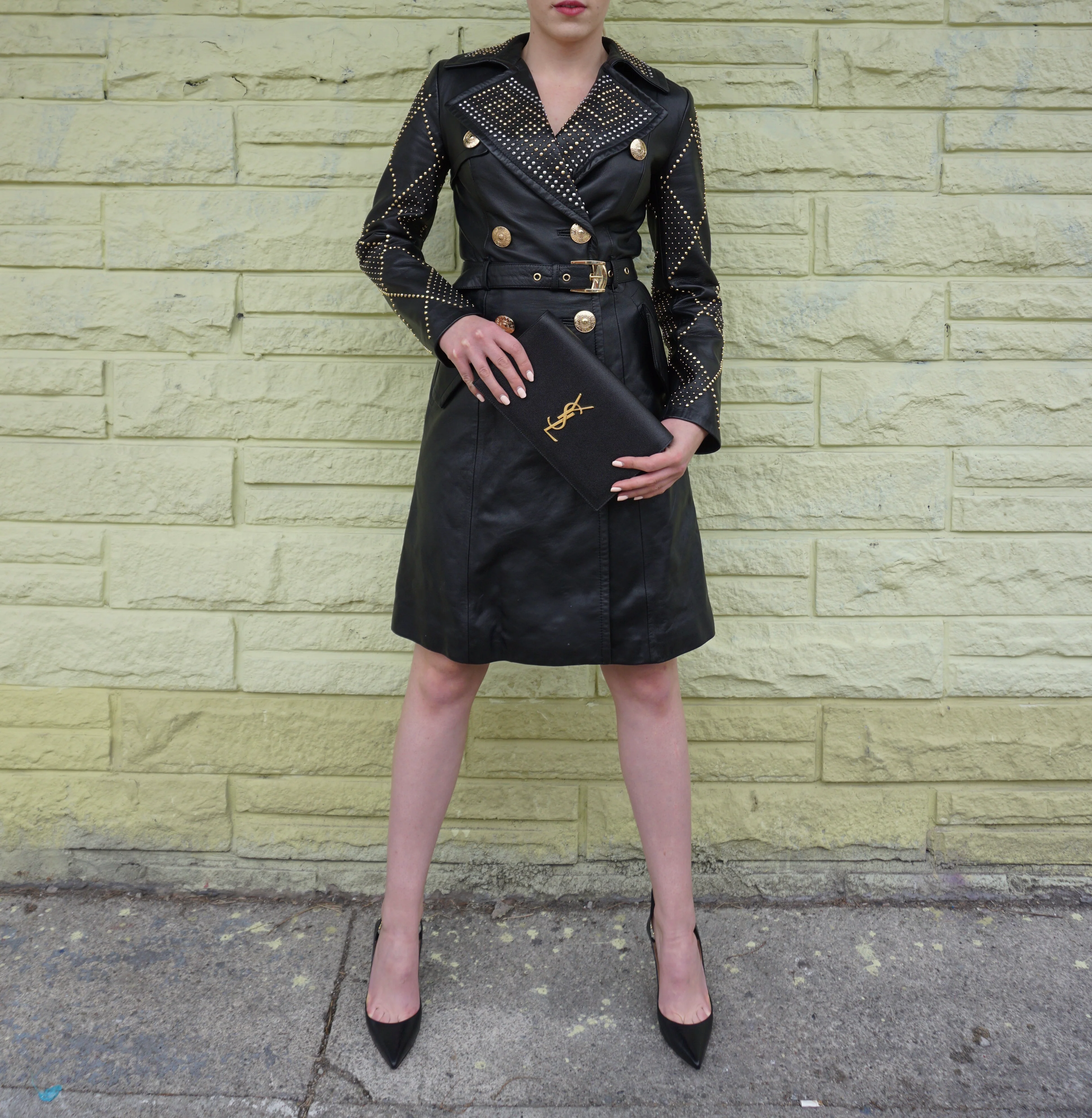 Versace for H&M Leather Trench Coat with Gold details - Image 11
