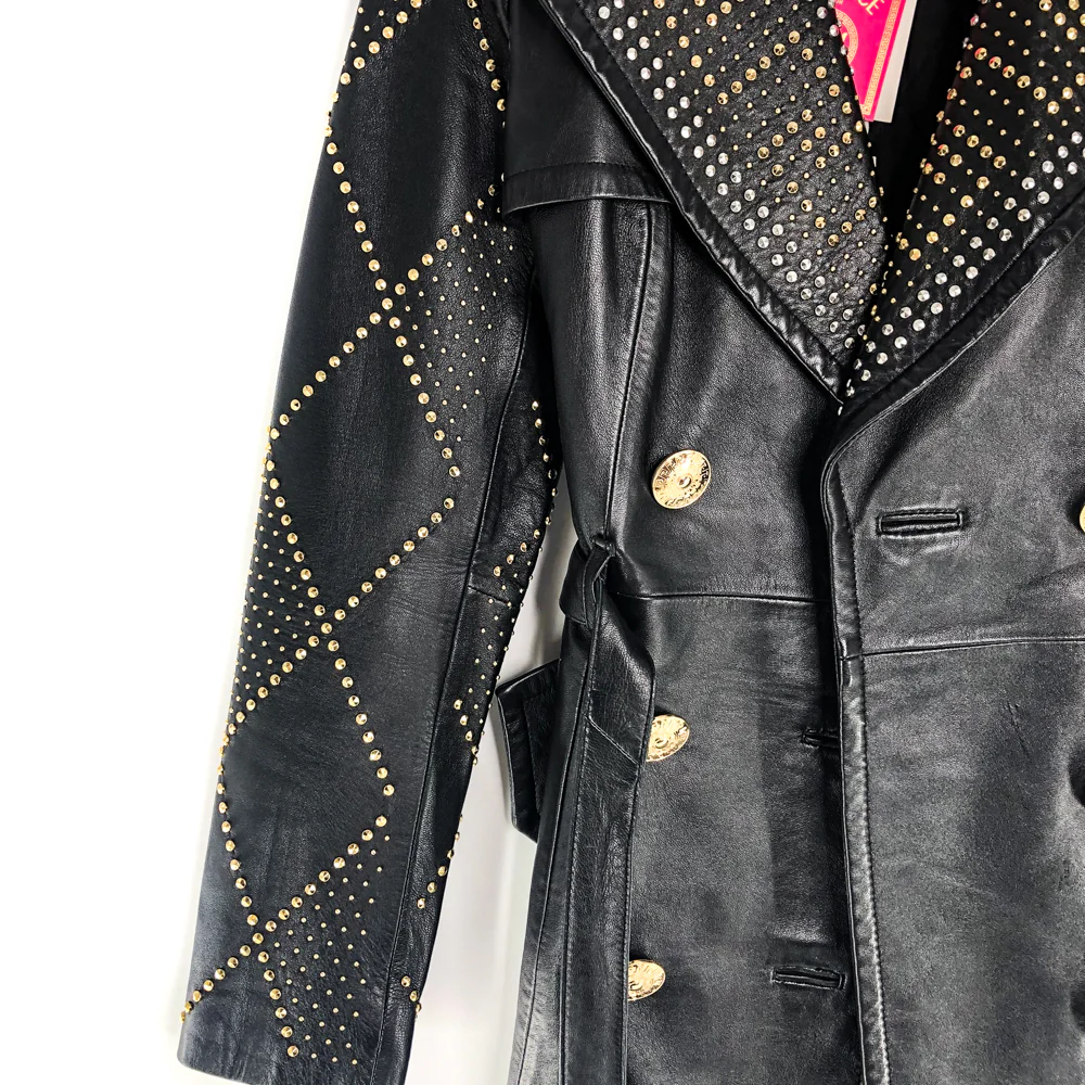 Versace for H&M Leather Trench Coat with Gold details - Image 8