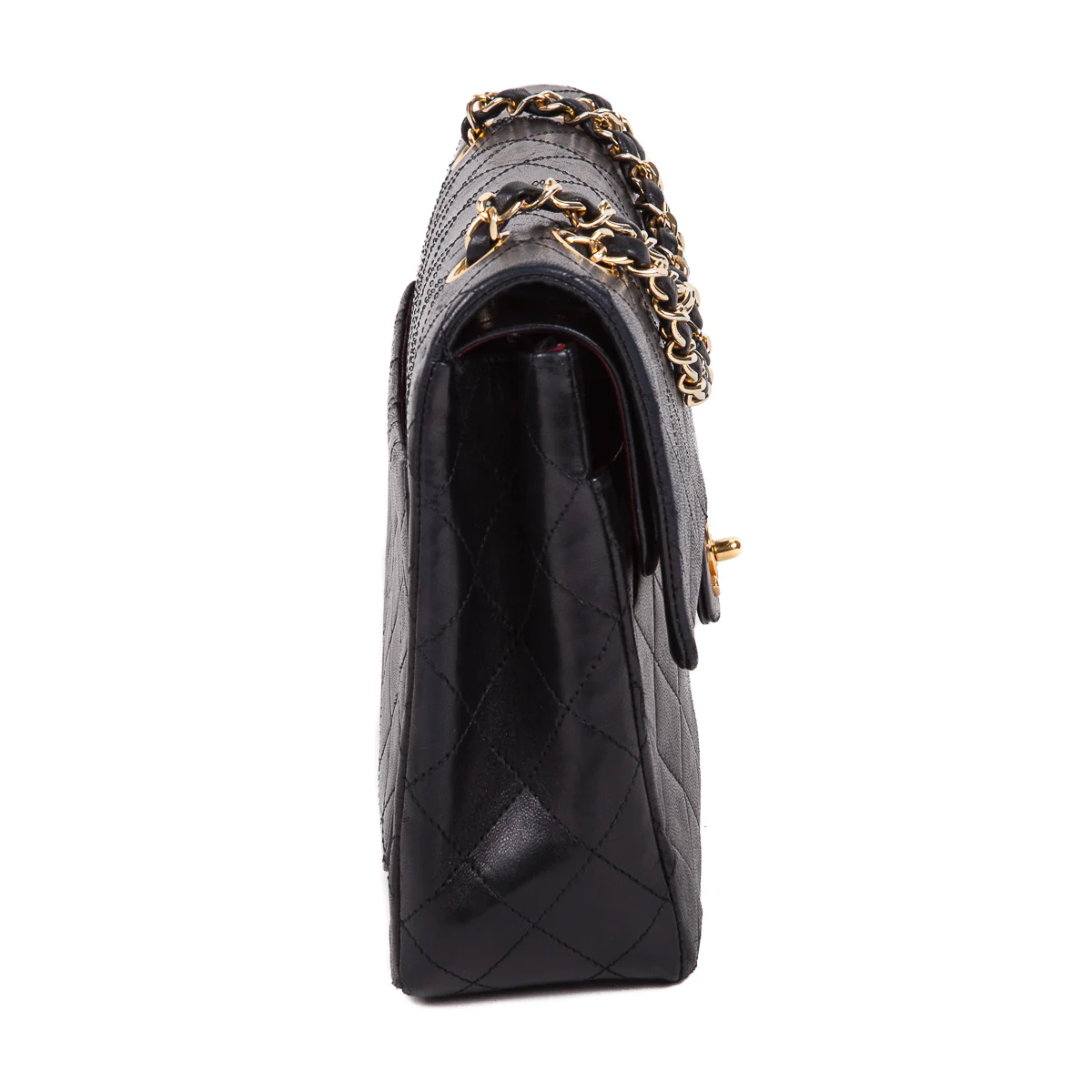 Vintage Black Lambskin 10’’ Medium Square Classic Double Flap Bag - Image 10