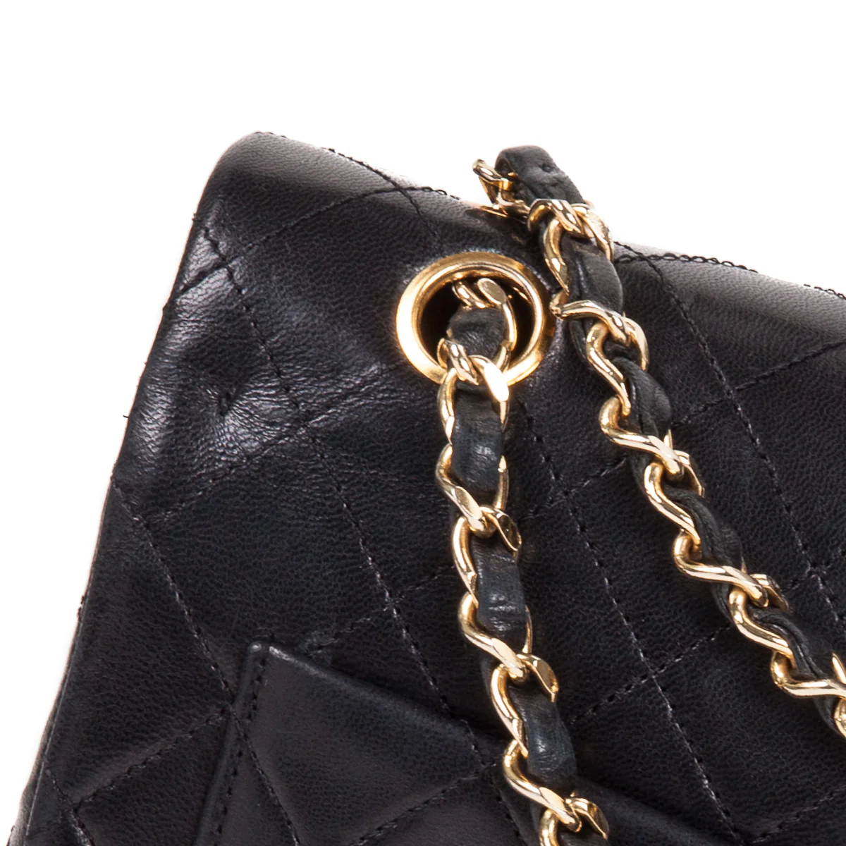 Vintage Black Lambskin 10’’ Medium Square Classic Double Flap Bag - Image 11