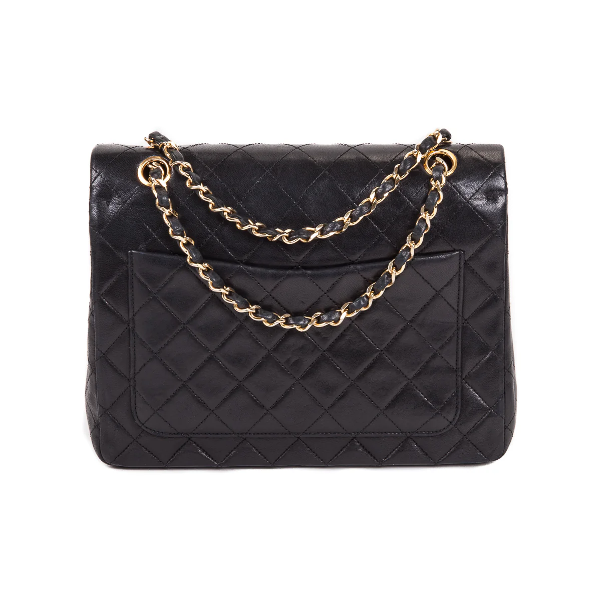 Vintage Black Lambskin 10’’ Medium Square Classic Double Flap Bag - Image 12