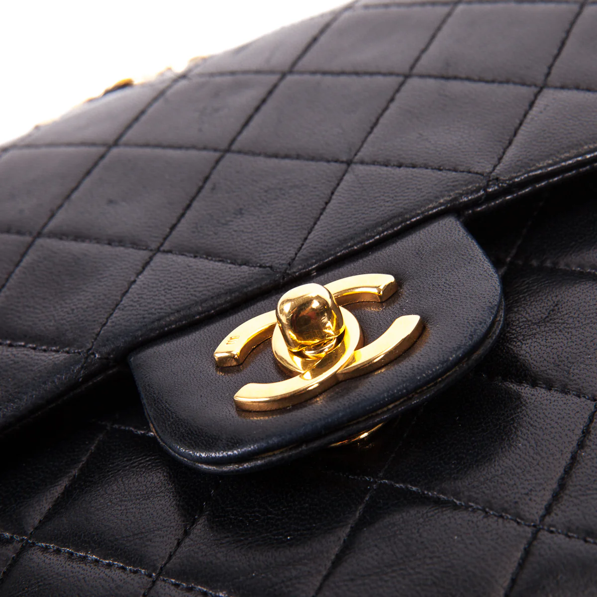 Vintage Black Lambskin 10’’ Medium Square Classic Double Flap Bag - Image 2