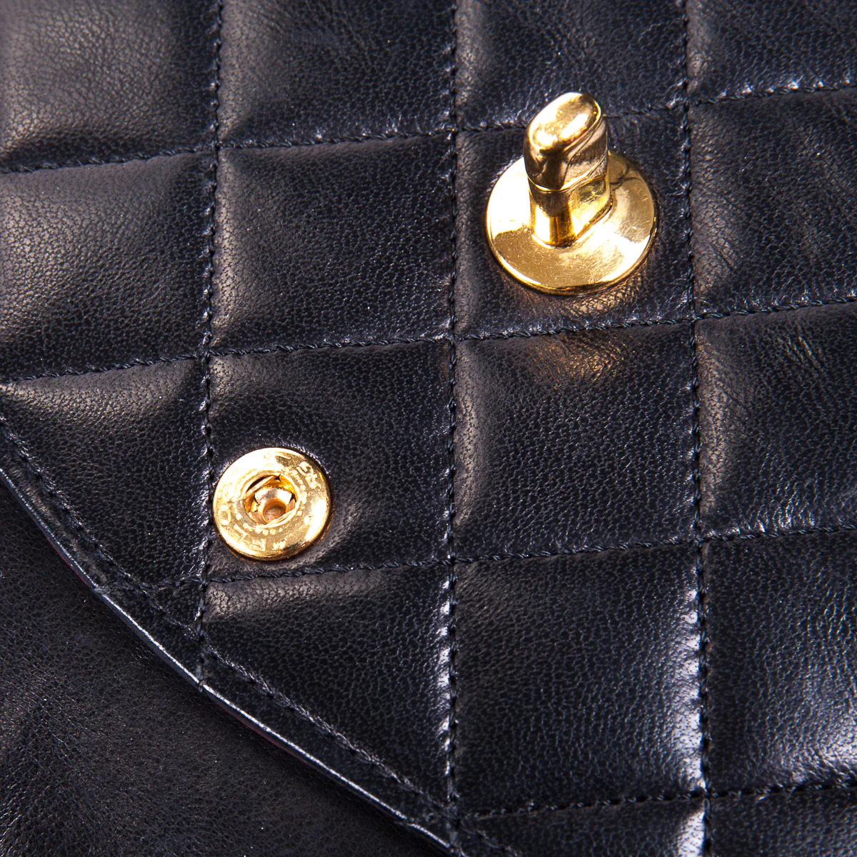 Vintage Black Lambskin 10’’ Medium Square Classic Double Flap Bag - Image 4