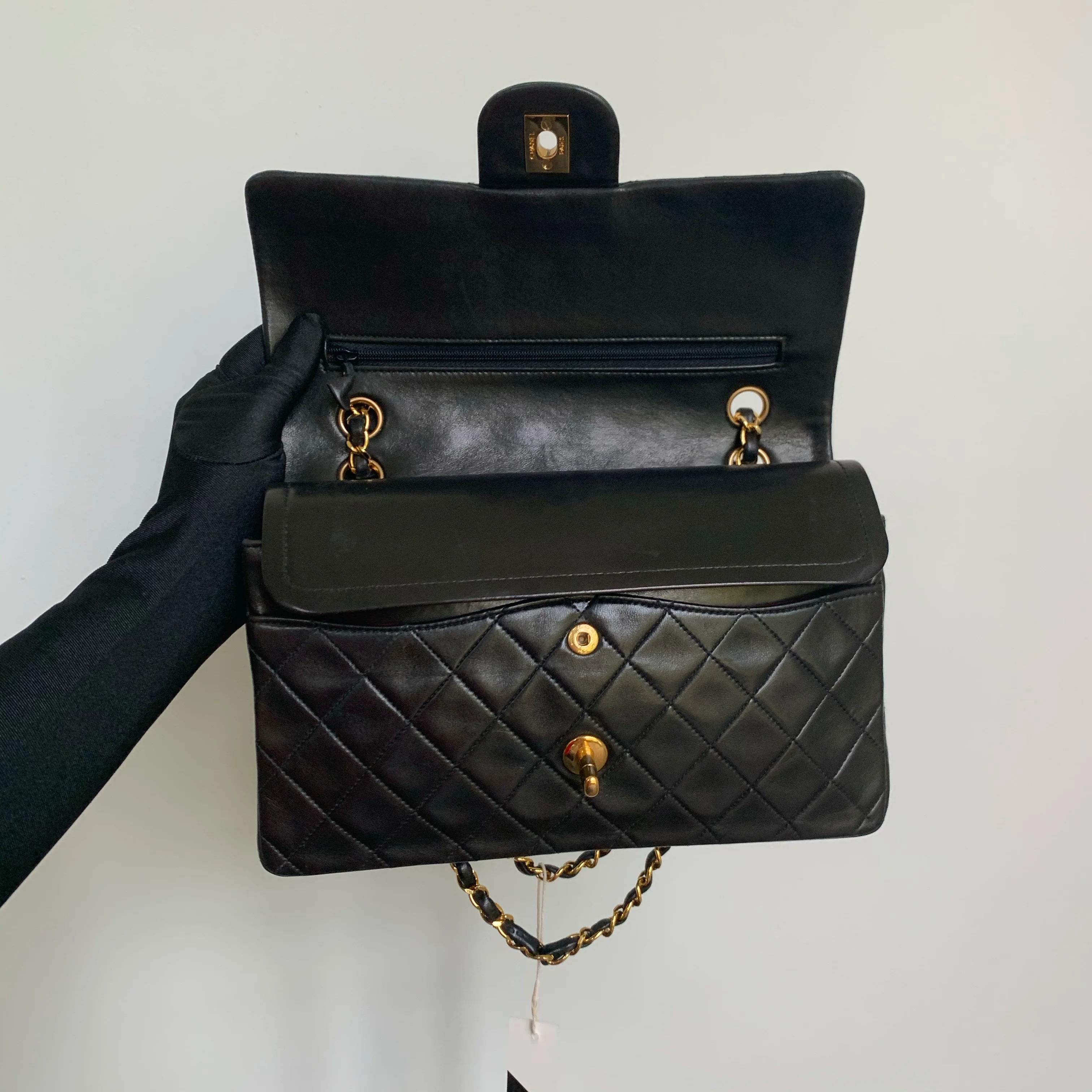 Vintage Classic ML Double Flap Lambskin in Dark Brown and 24K GHW - Image 13