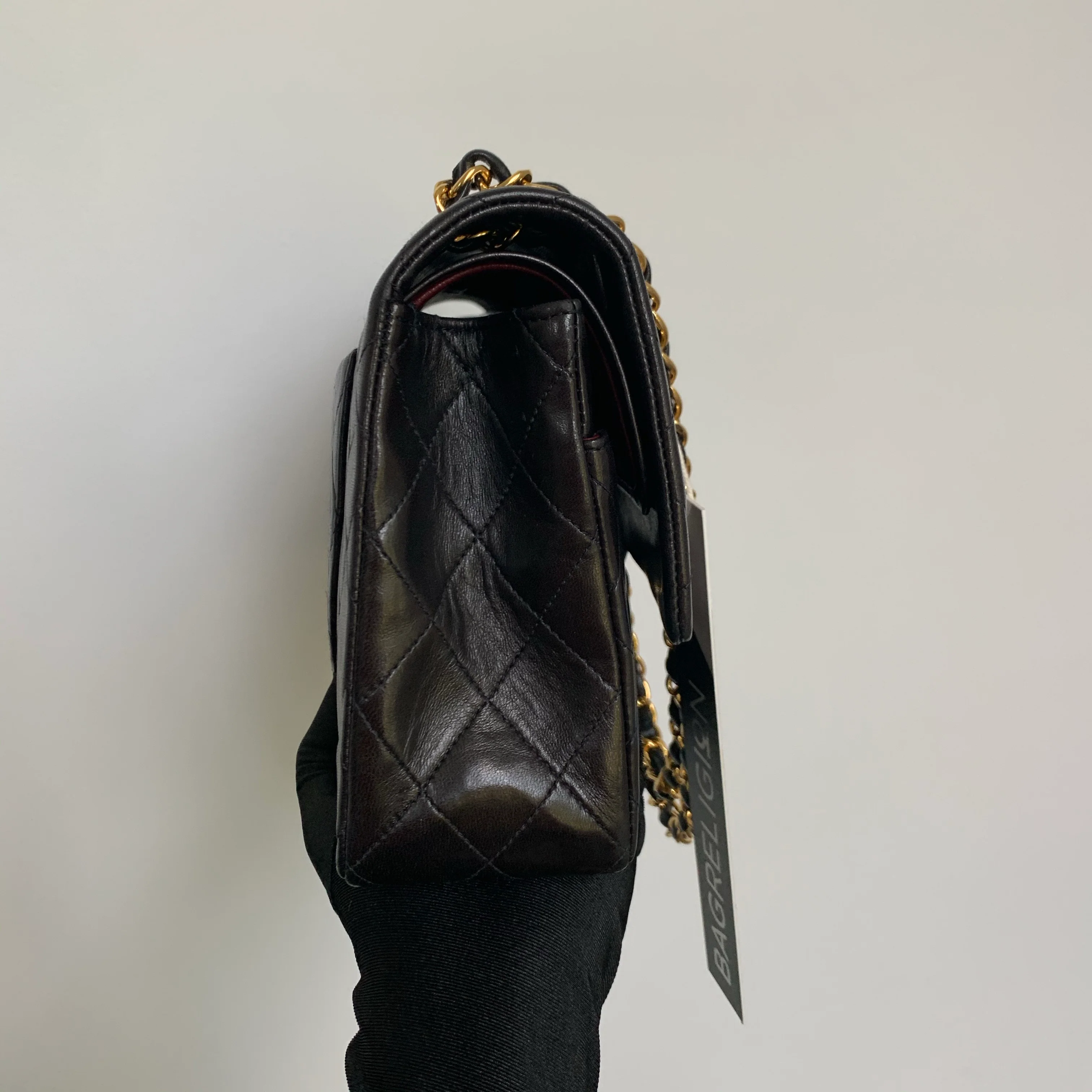 Vintage Classic ML Double Flap Lambskin in Dark Brown and 24K GHW - Image 8
