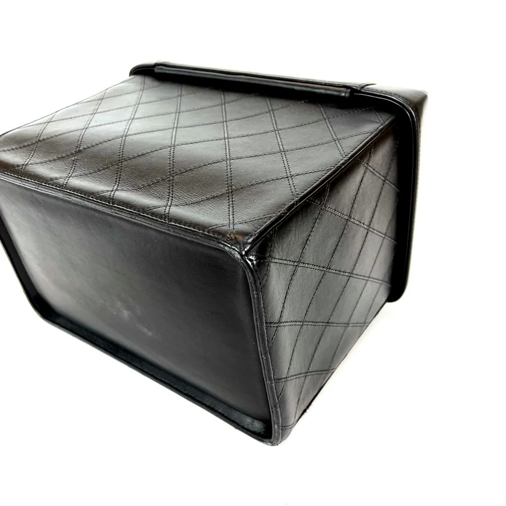 Vintage Quilted Leather Vanity Cosmetic Case Black - Image 18