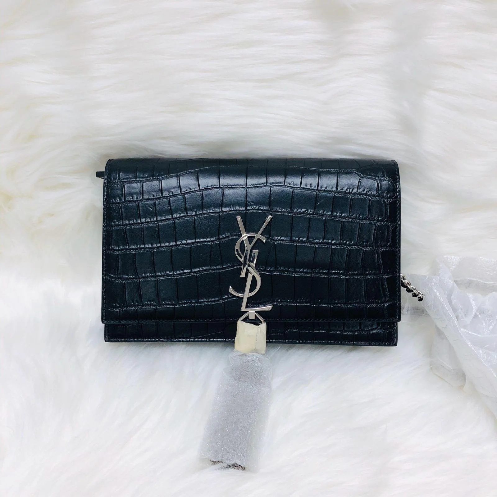 Classic Monogram Kate Tassel WOC in Black Crocodile Embossed Leather - Image 2