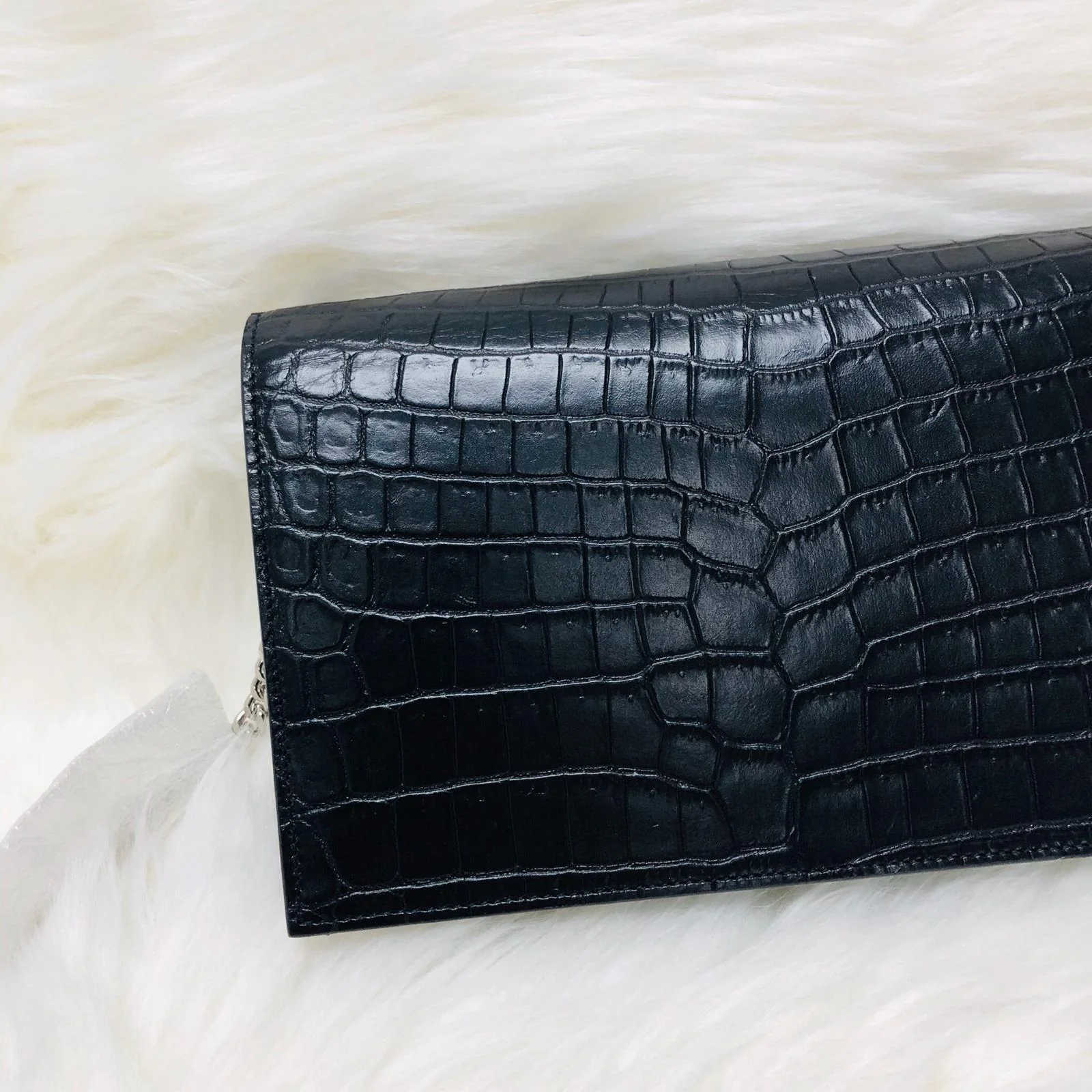 Classic Monogram Kate Tassel WOC in Black Crocodile Embossed Leather - Image 21