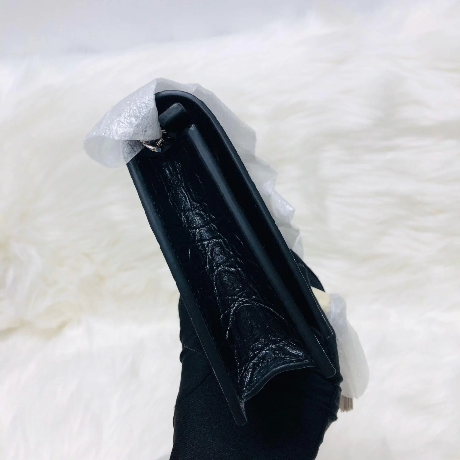 Classic Monogram Kate Tassel WOC in Black Crocodile Embossed Leather - Image 22