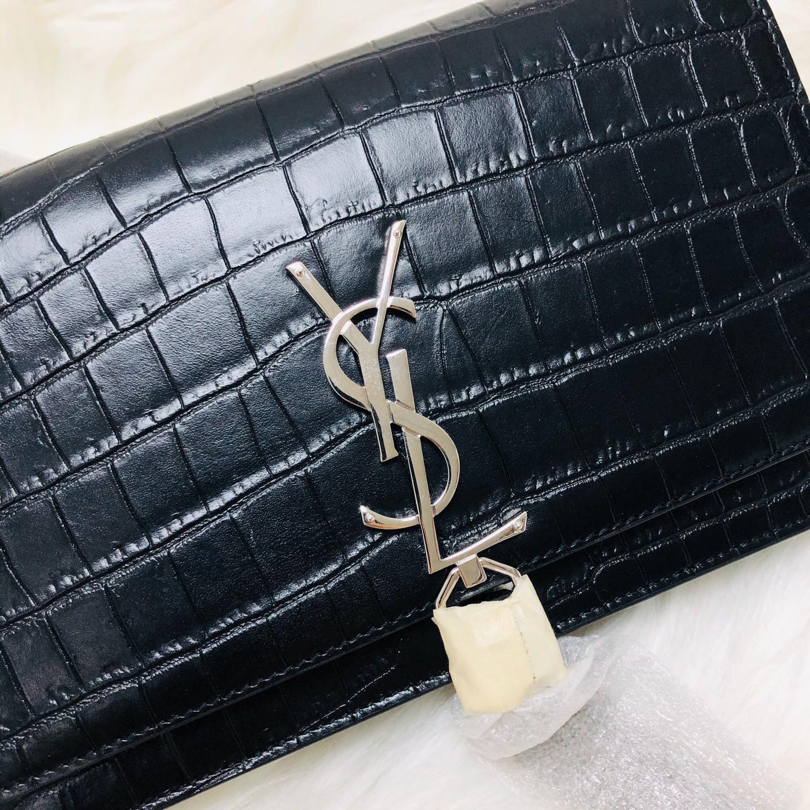 Classic Monogram Kate Tassel WOC in Black Crocodile Embossed Leather - Image 3