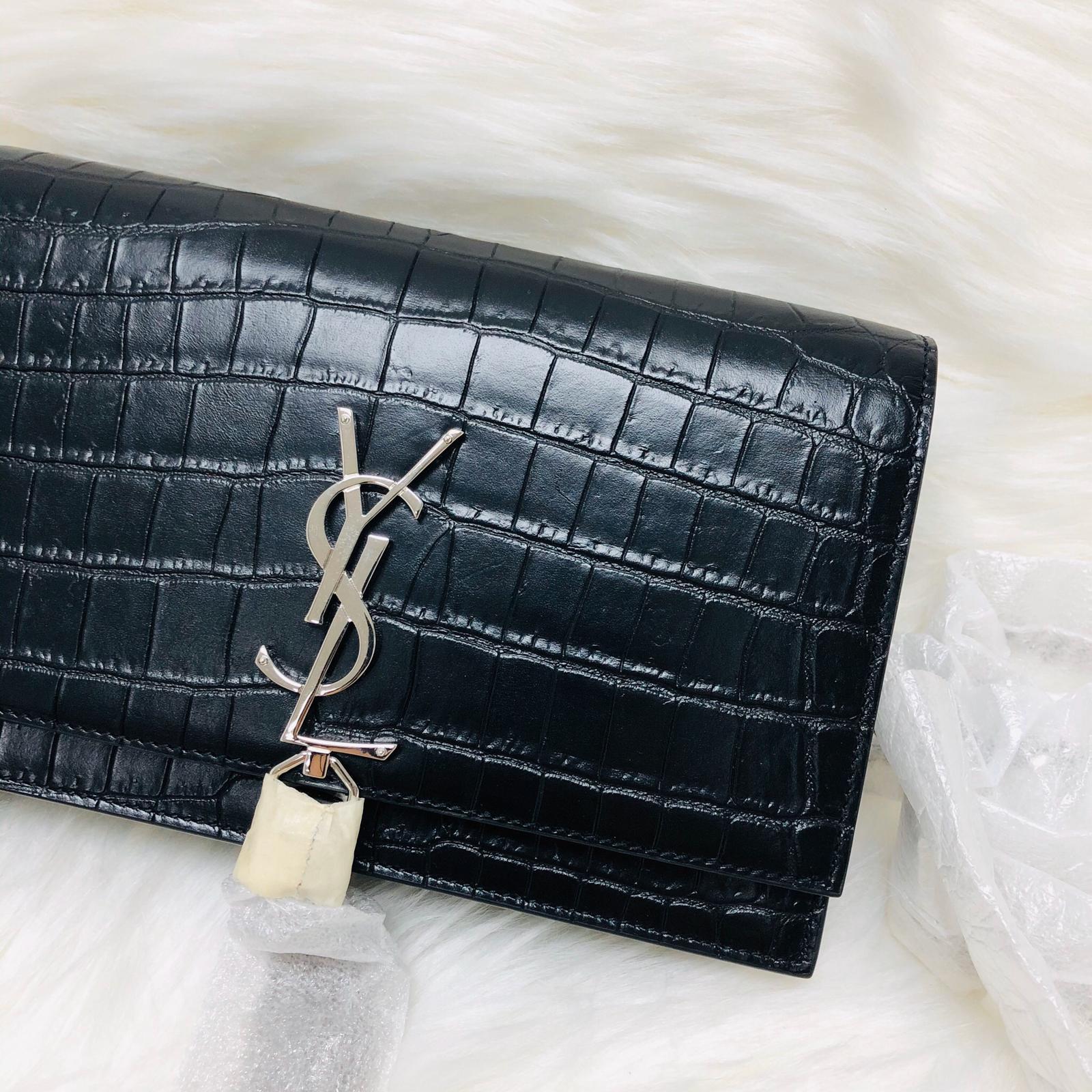 Classic Monogram Kate Tassel WOC in Black Crocodile Embossed Leather - Image 5