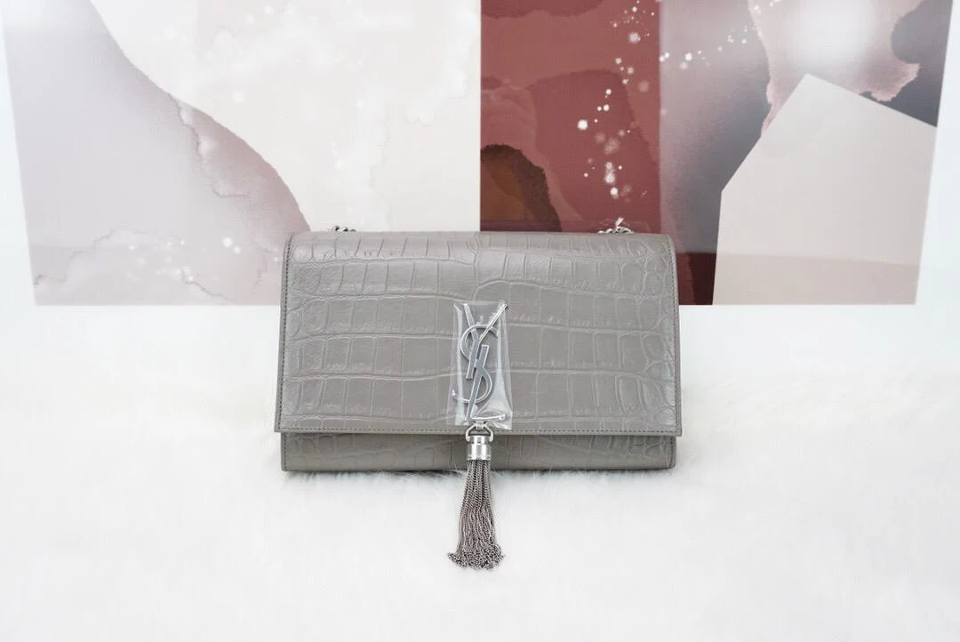 Classic Monogram Kate Tassel Satchel in Grey Crocodile Embossed Leather - Image 2