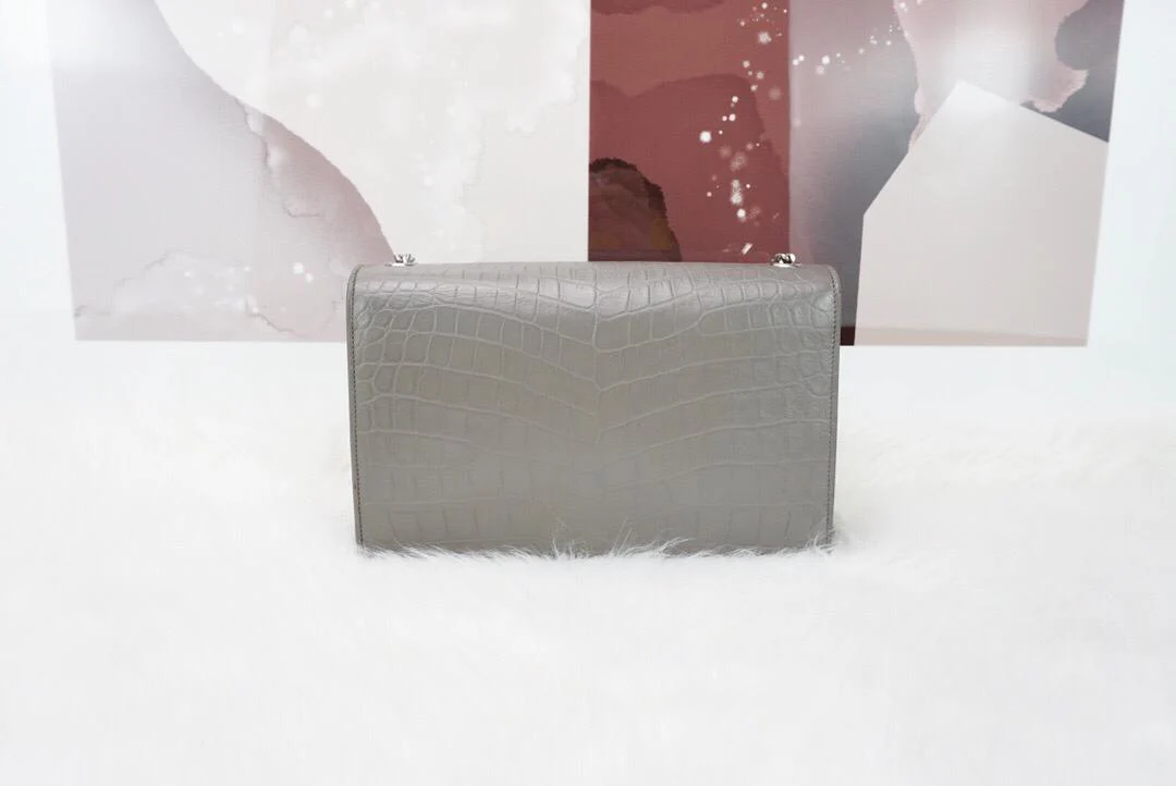 Classic Monogram Kate Tassel Satchel in Grey Crocodile Embossed Leather - Image 6