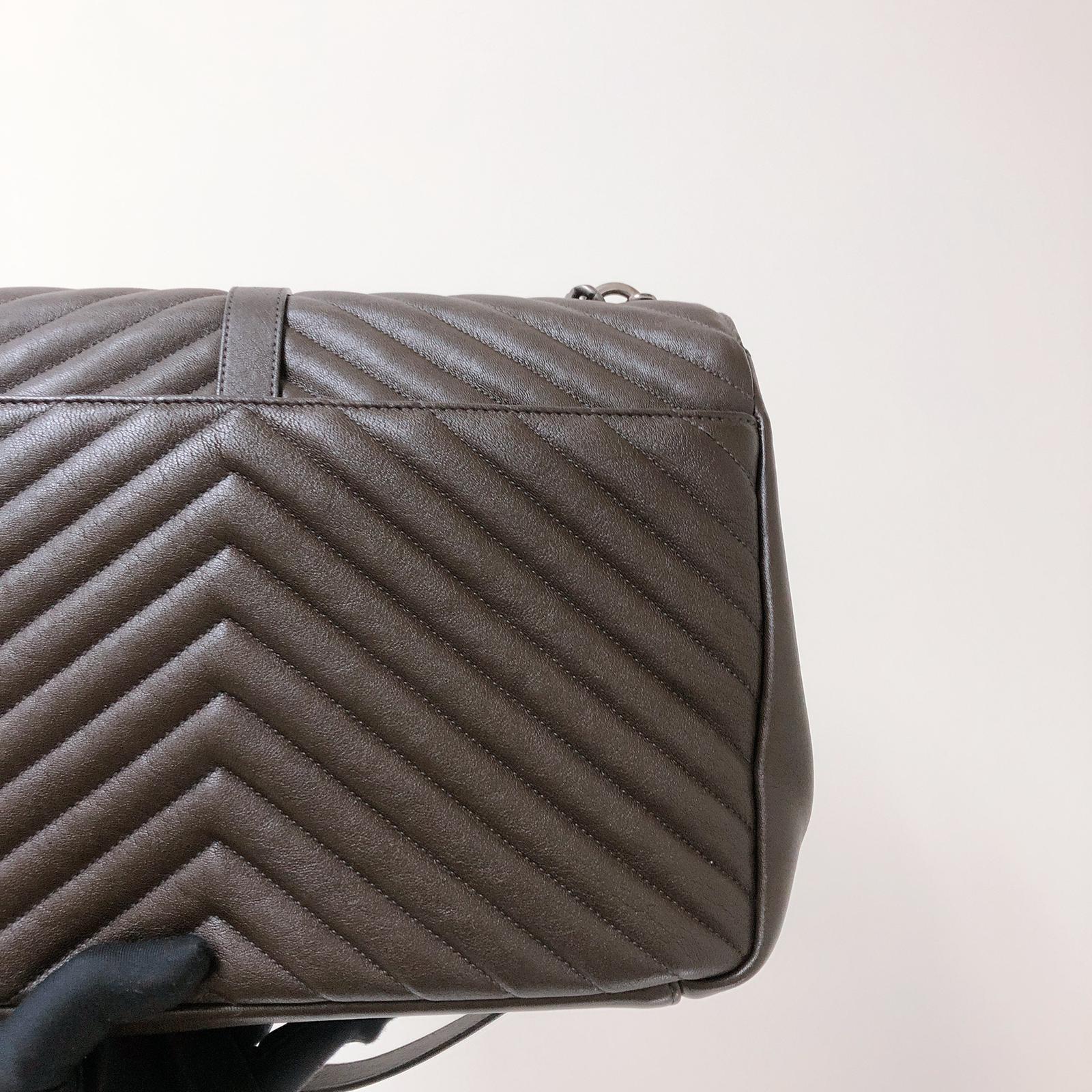 College Large Chevron Bag in Brown with RHW - Image 12