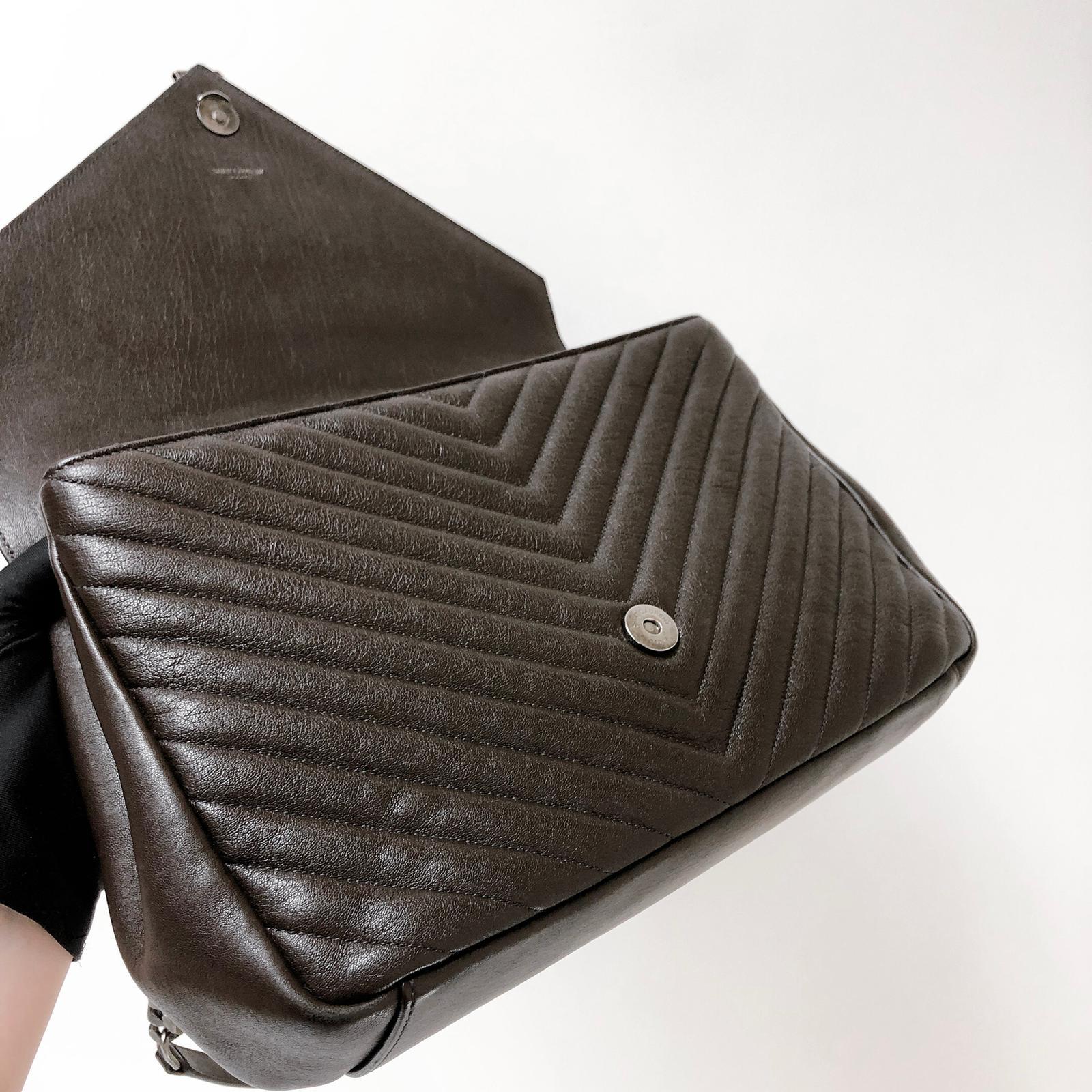 College Large Chevron Bag in Brown with RHW - Image 19