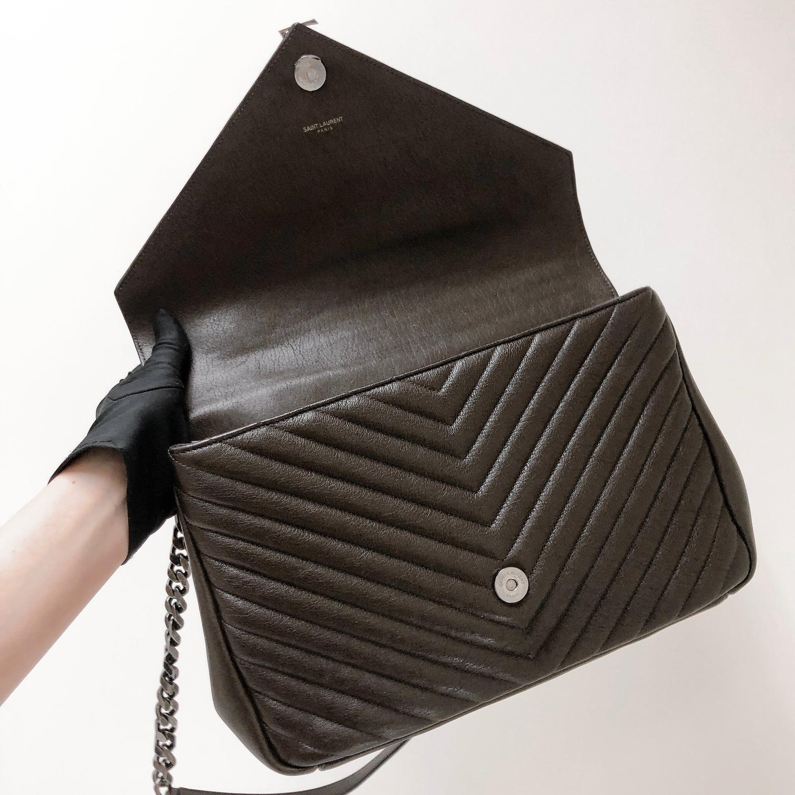 College Large Chevron Bag in Brown with RHW - Image 20