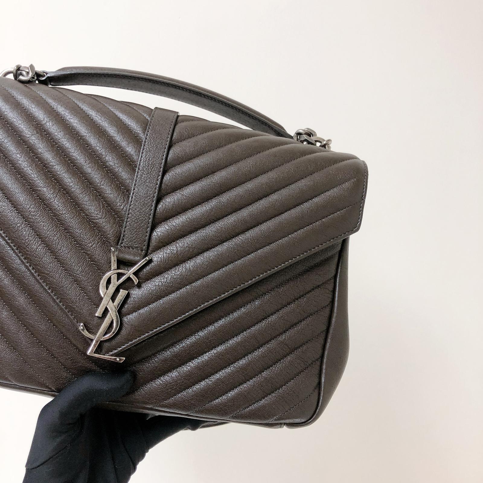 College Large Chevron Bag in Brown with RHW - Image 4