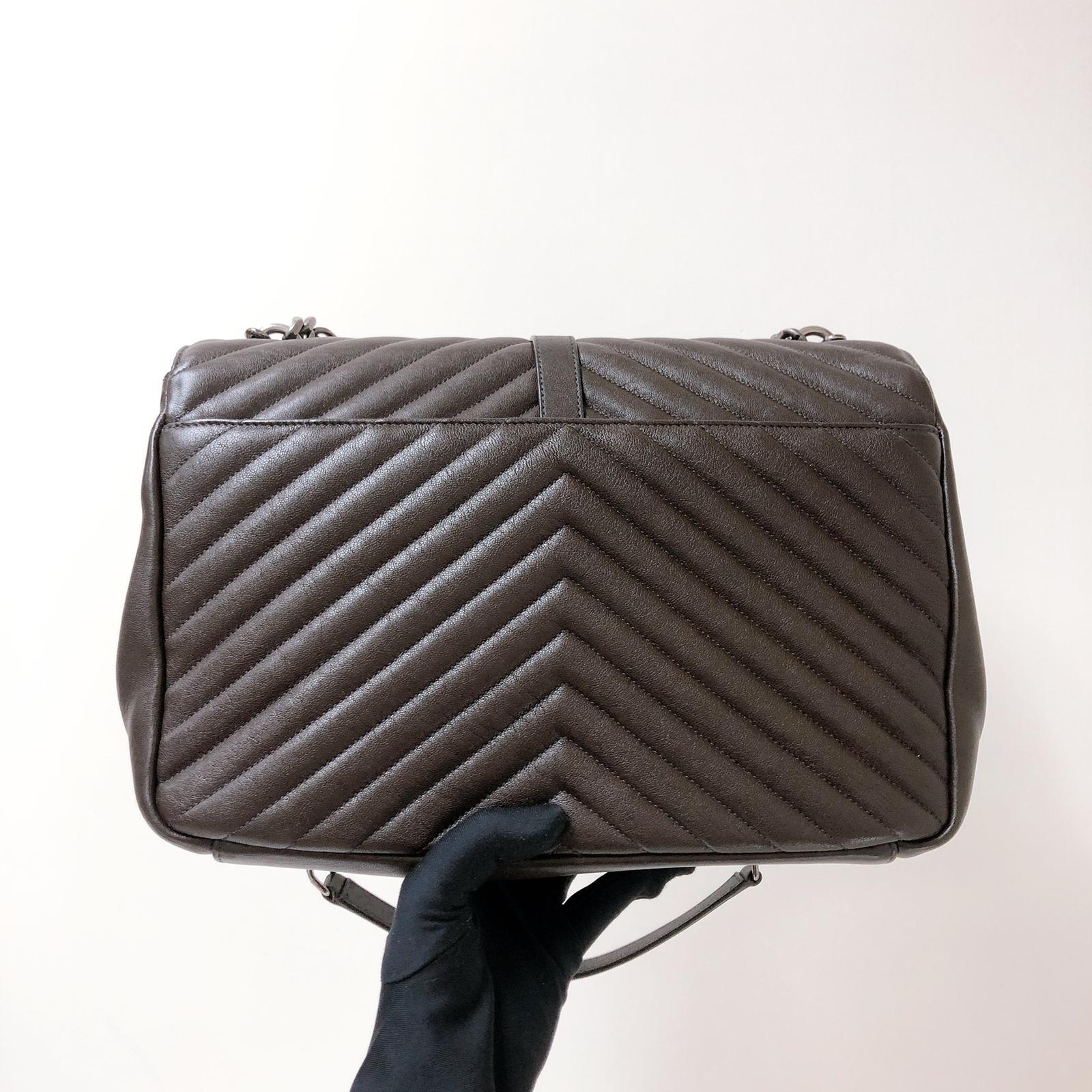 College Large Chevron Bag in Brown with RHW - Image 7
