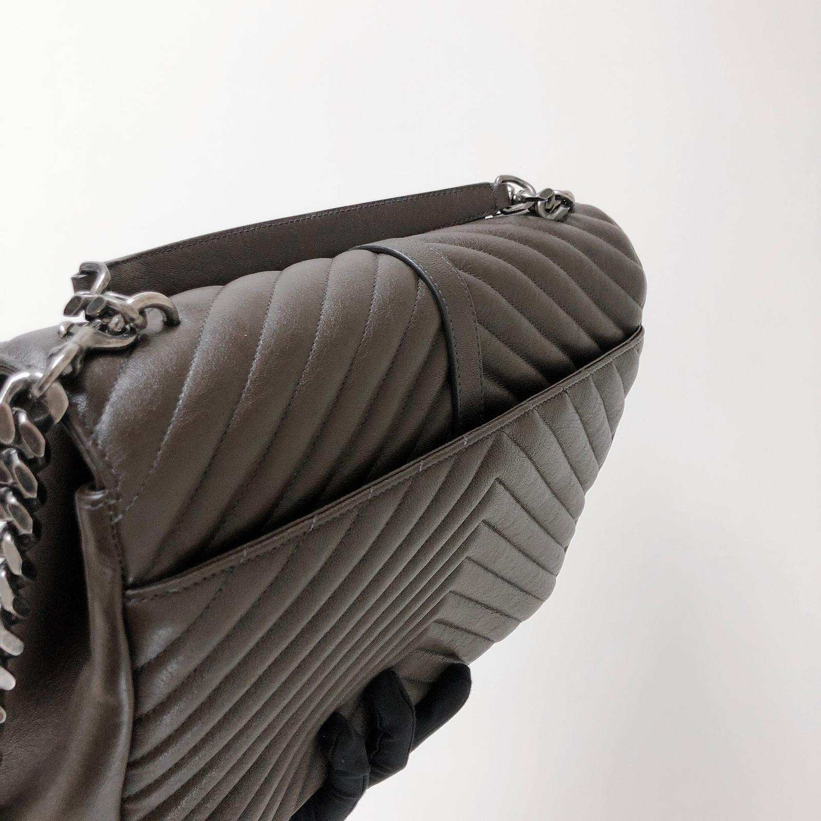 College Large Chevron Bag in Brown with RHW - Image 9